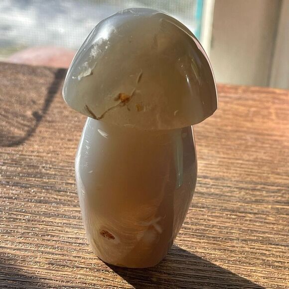 Orca agate mushroom carving crystal druzy b grey gray cream tan white - Picture 4 of 8